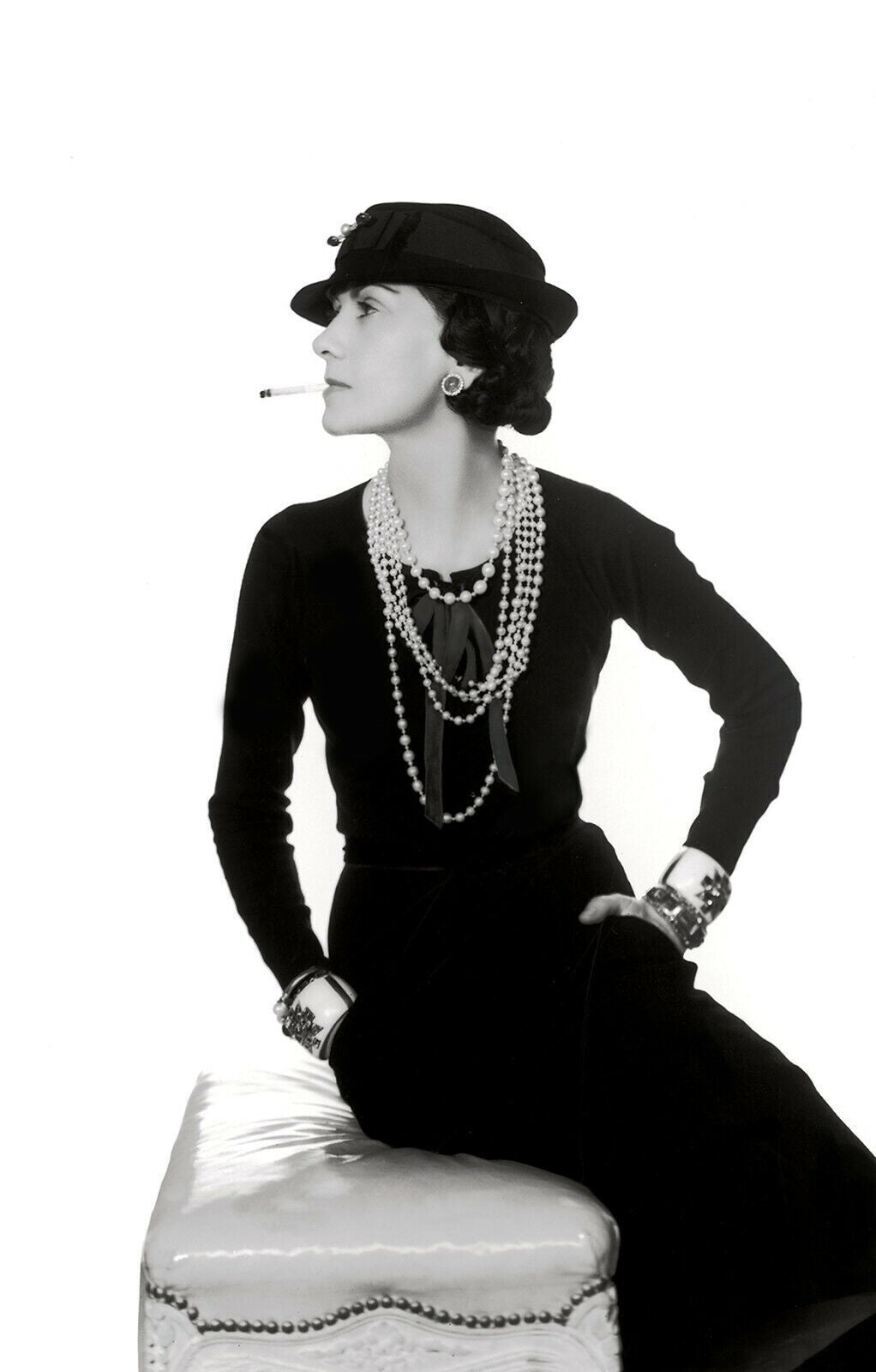 Art Deco Gabriel Chanel Icon Black and White CANVAS WALL ART PRINT PICTURE