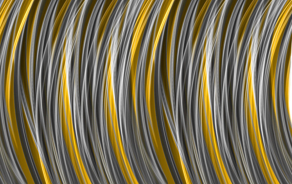 Grey Yellow / Mustard Stripes Modern Abstract Canvas Wall Art Picture Print