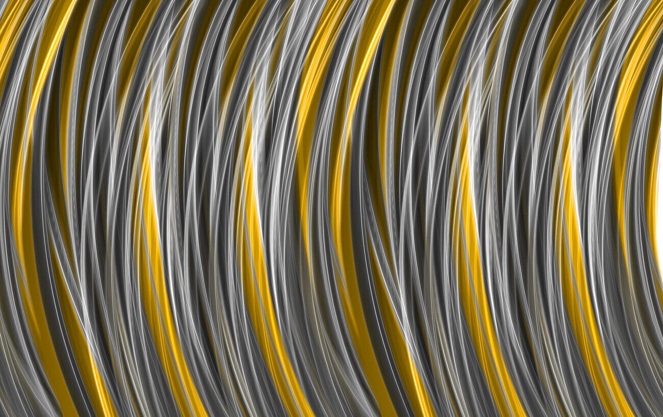 Grey Yellow / Mustard Stripes Modern Abstract Canvas Wall Art Picture Print