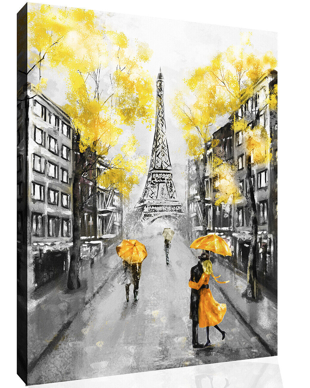 Yellow Black & White Paris Oil Painting Canvas Wall Art Picture Print