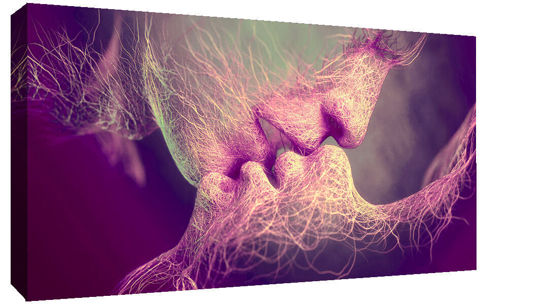 Purple Tones Love Kiss Abstract Art on CANVAS WALL ART Picture Print - All sizes