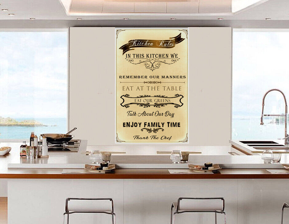 Cream Kitchen Rules Canvas Wall Art Picture Print Artwork