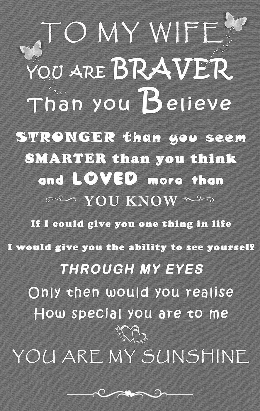 'Wife' -  Any name - Loved Quote on CANVAS WALL ART Picture Print Grey A0 A1 A2