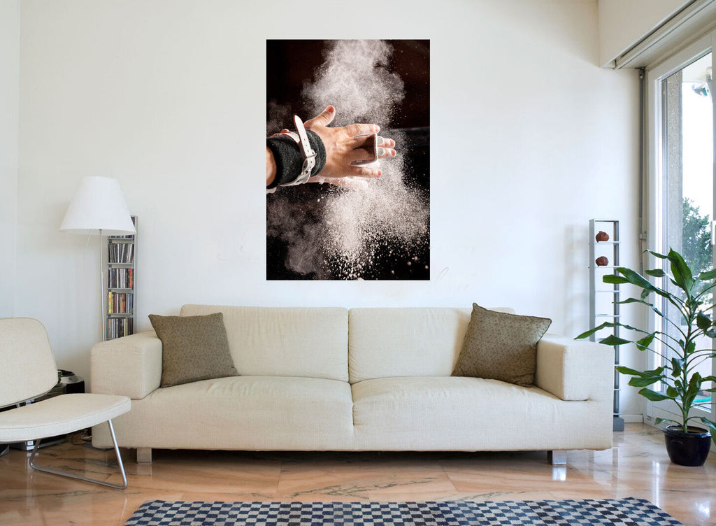 Sport Gymnast preps with Chalk - Abstract Canvas Wall Art Picture Print