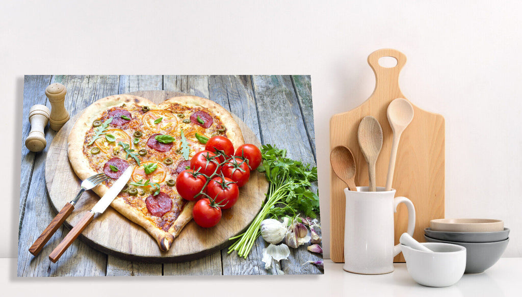 Pizza Heart Tomato Restaurant Food Canvas Wall Art Picture Print