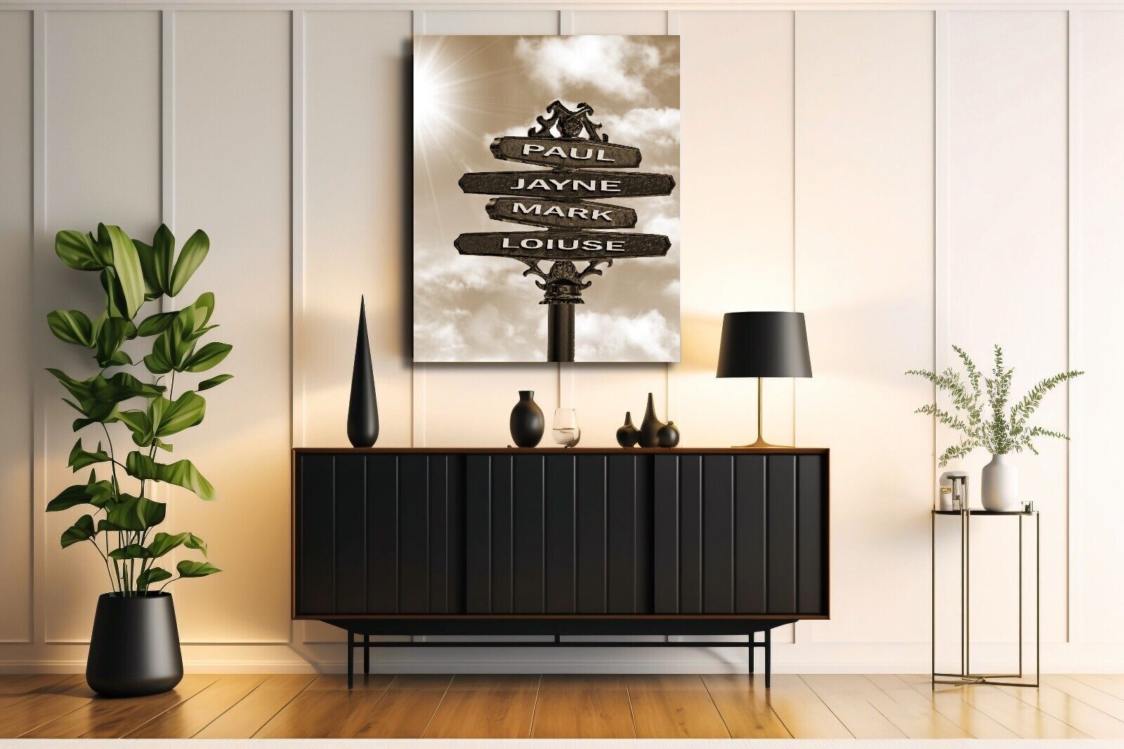 Personalized Personal Names on Vintage Street Sign Canvas Wall Art Print