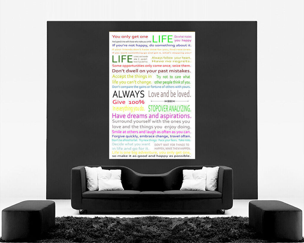 Life Manifesto Quote Canvas Wall Art Picture Print Artwork - multi colour text