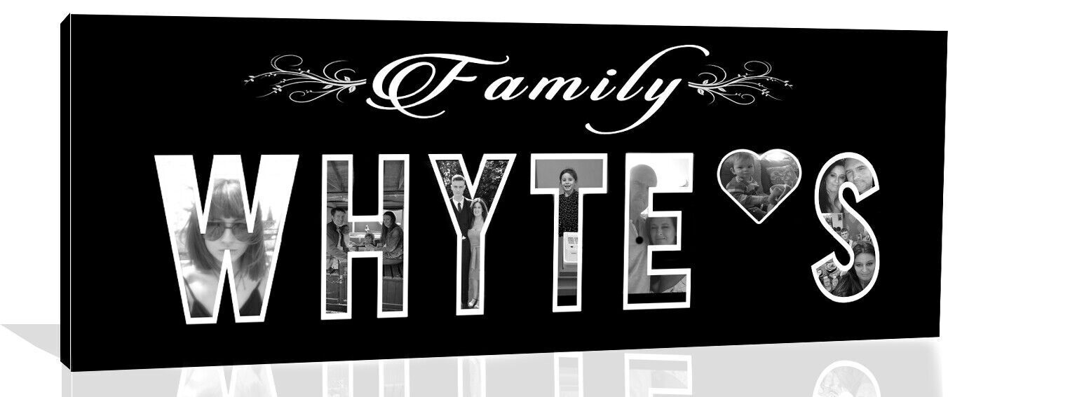 Personalized Photos in Words/ Family Names Canvas Collage Wall Art Picture Print