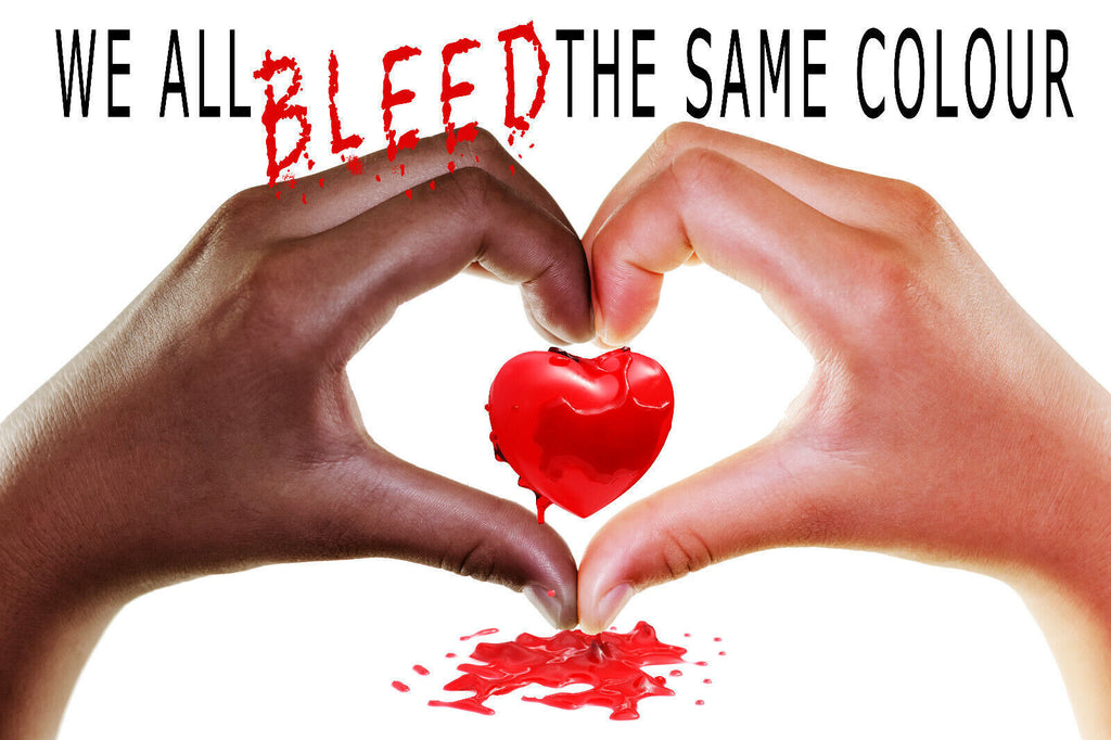 We all bleed the same colour - end racism quote Canvas Wall Art Picture Print