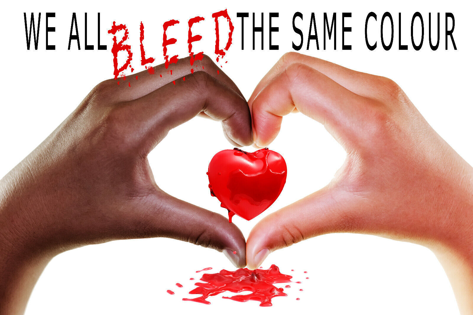 We all bleed the same colour - end racism quote Canvas Wall Art Picture Print