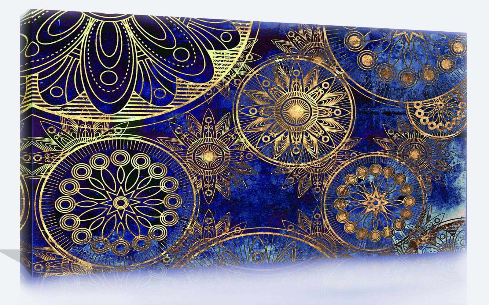 Blue Abstract Peace Indian Mandala Canvas Wall Art Picture Print