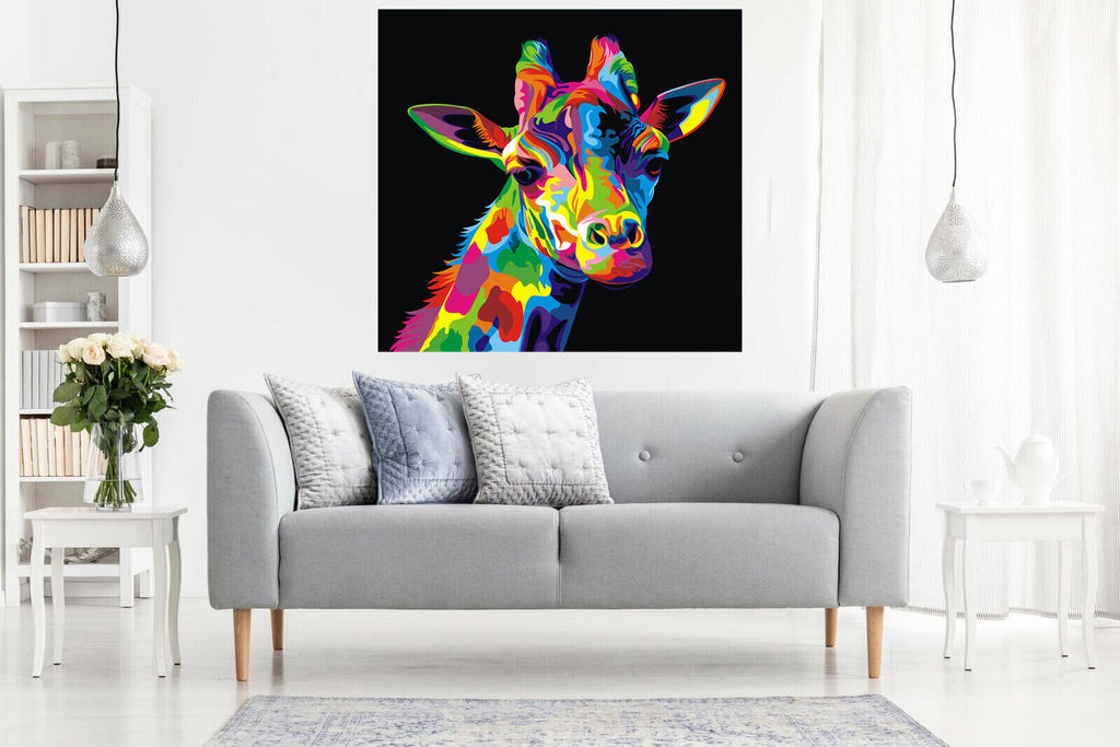 Colourful Giraffe Abstract Pop Art Canvas Wall Art Picture Print
