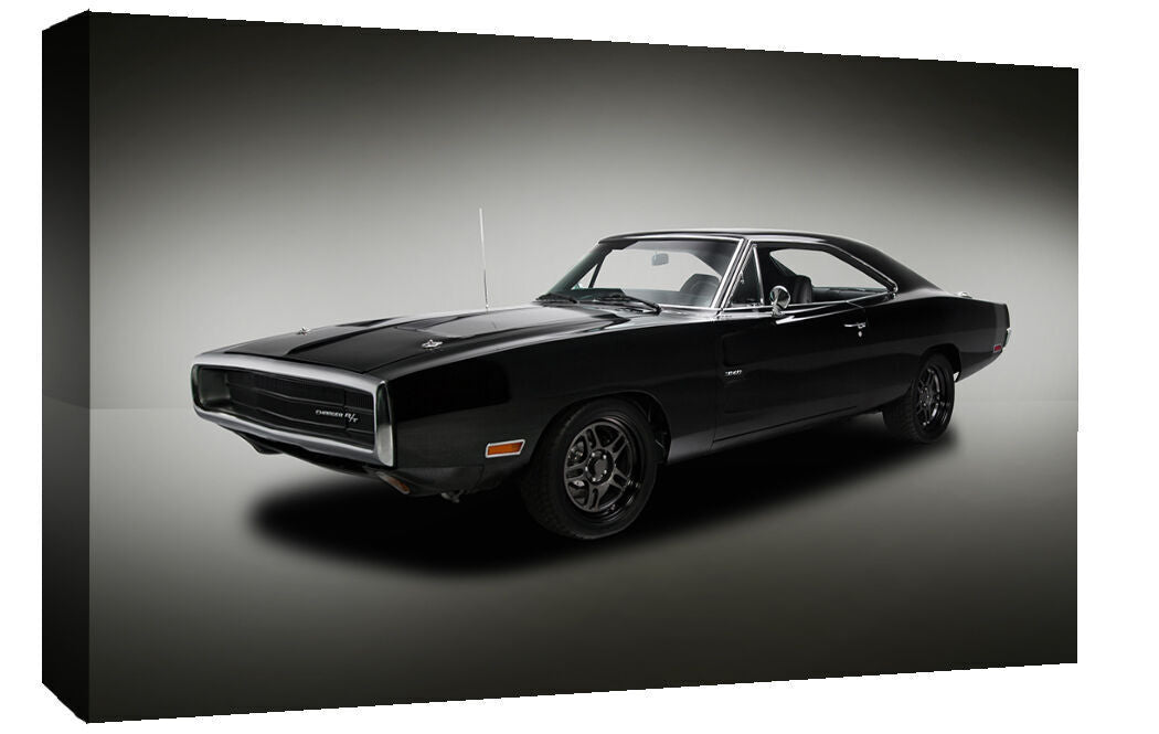 Black Vintage Dodge Charger Car Canvas Wall Art Picture Print Various Sizes