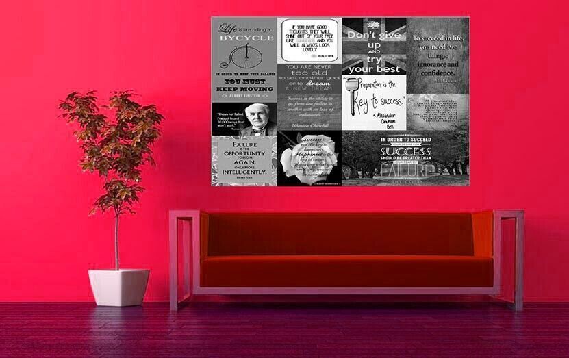 Success in life Quotes Canvas Wall Art  Picture Print Black & White A1, A2, A0