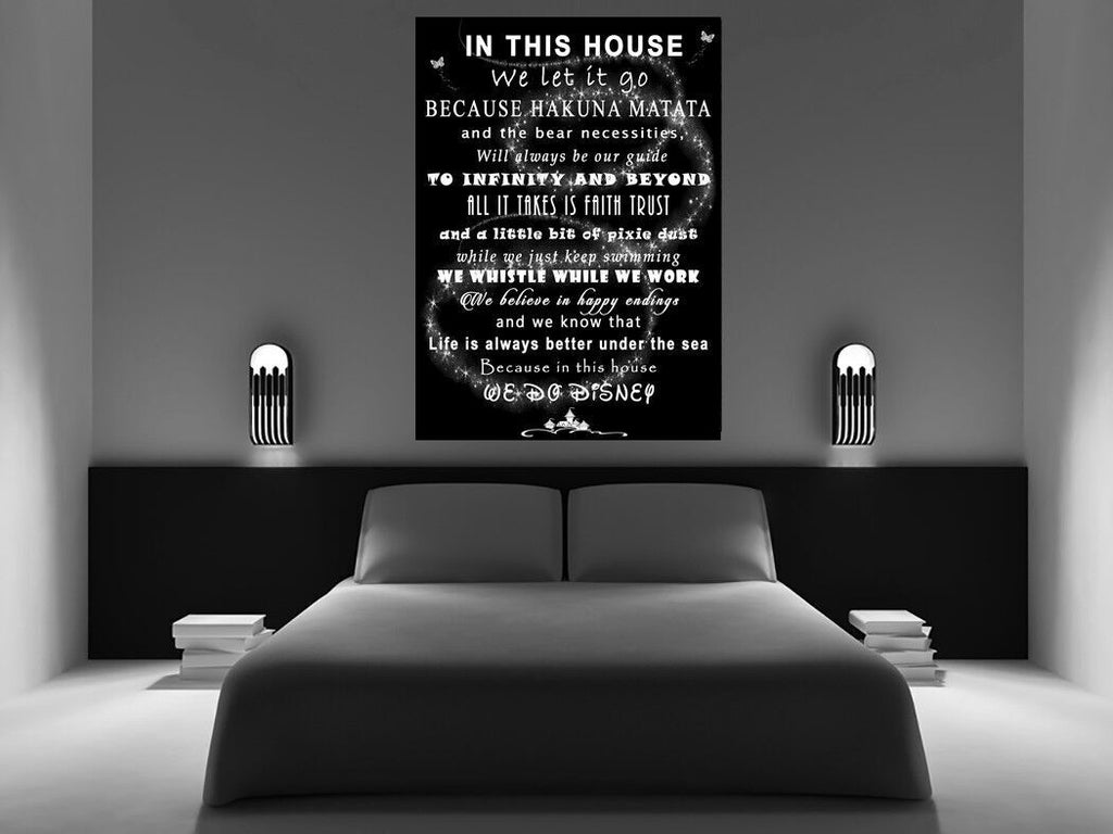 We Let It Go Disney Quote on CANVAS WALL ART Picture Print Black & White