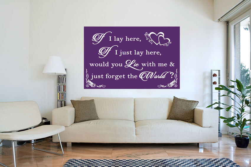 If I Lay Here - Snow Patrol QUOTE Canvas Wall Art Picture Print - Purple
