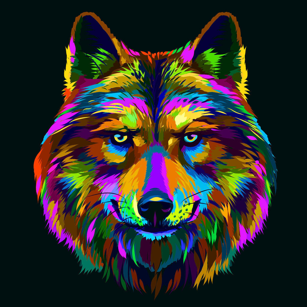 Colourful Wolf Animal Abstract Pop Art Canvas Wall Art Picture Print