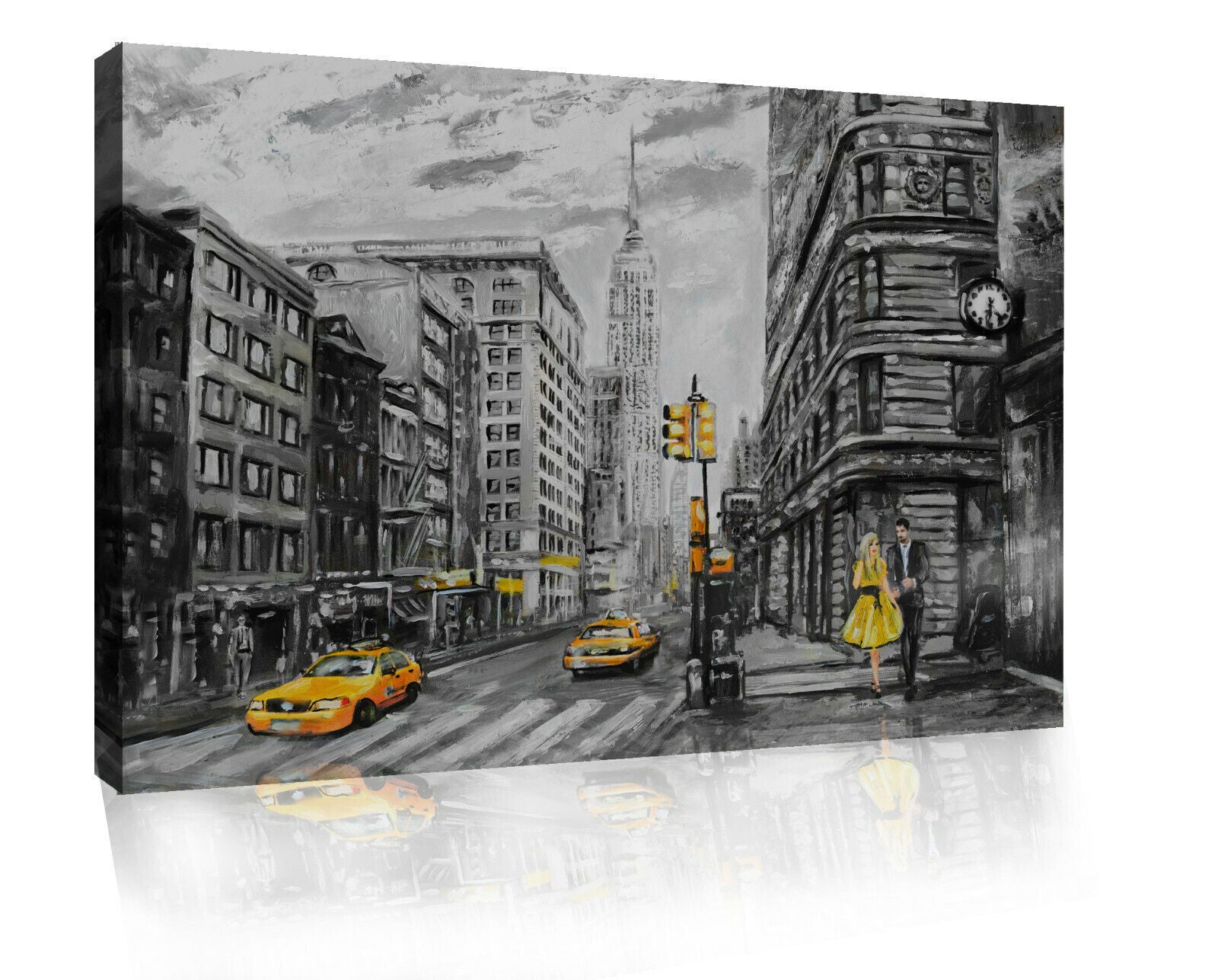 New York City Umbrella Canvas Wall Art Picture Print Oil Painting Yellow
