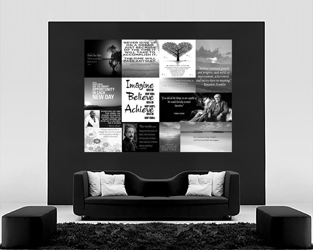 Motivation Quotes Black & White Canvas Wall Art  Picture 100% cotton - All sizes