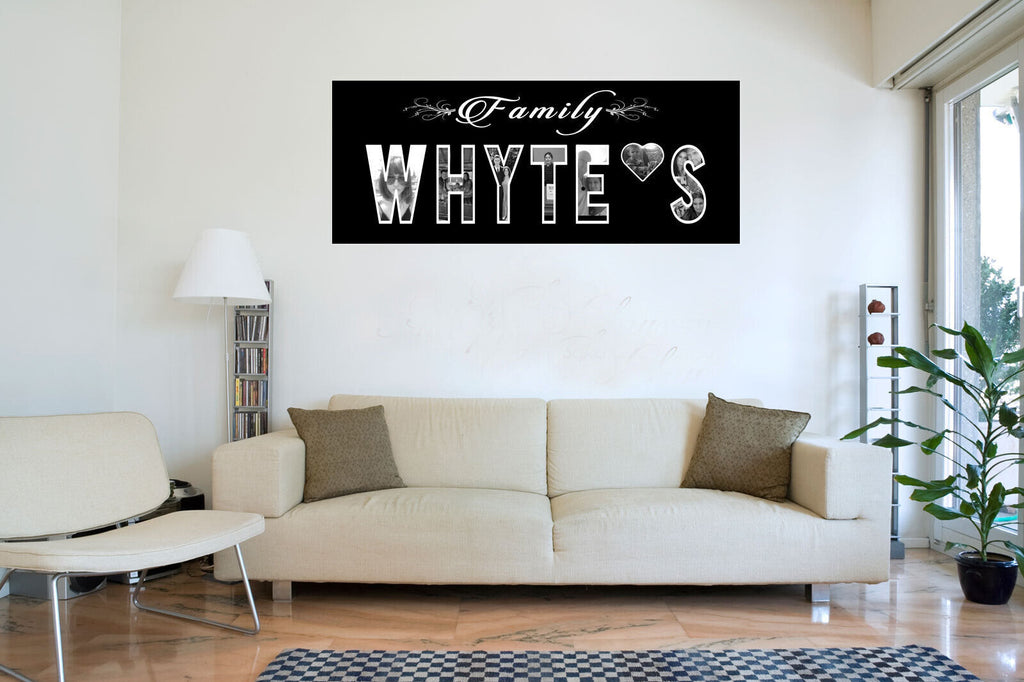 Personalized Photos in Words/ Family Names Canvas Collage Wall Art Picture Print