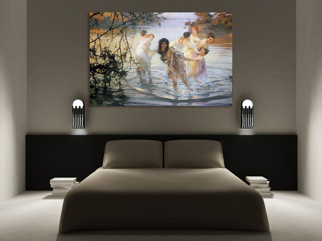 PAUL EMILE CHABAS, DANCING NYMPHS PAINTING -CANVAS WALL ARTWORK PICTURE PRINT
