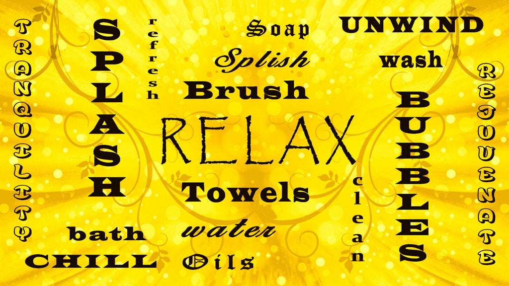 Bathroom Words Yellow / Mustard Quote on CANVAS WALL ART Picture Print