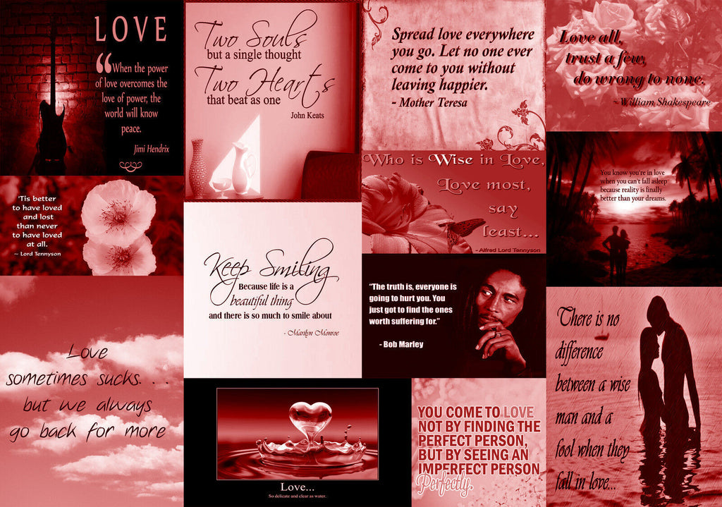 Famous Red Love Quotes Canvas Wall Art Print Picture 100% cotton - A1, A2, A0