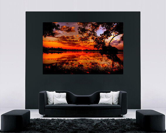 Golden Sunset at Lake - Cotton Canvas Wall Art Picture Print- ALL SIZES
