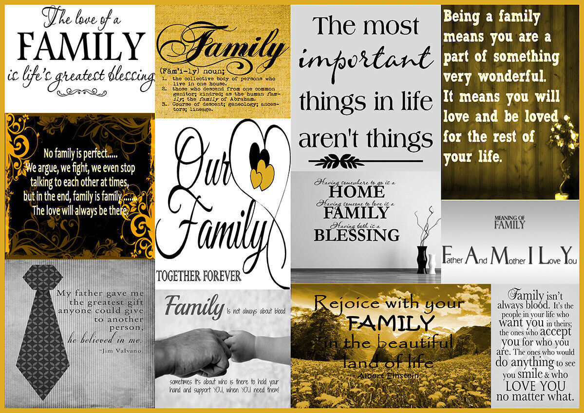 Yellow / Mustard / Grey Family Quotes Canvas Wall Art Picture - A1, A2, A0 sizes