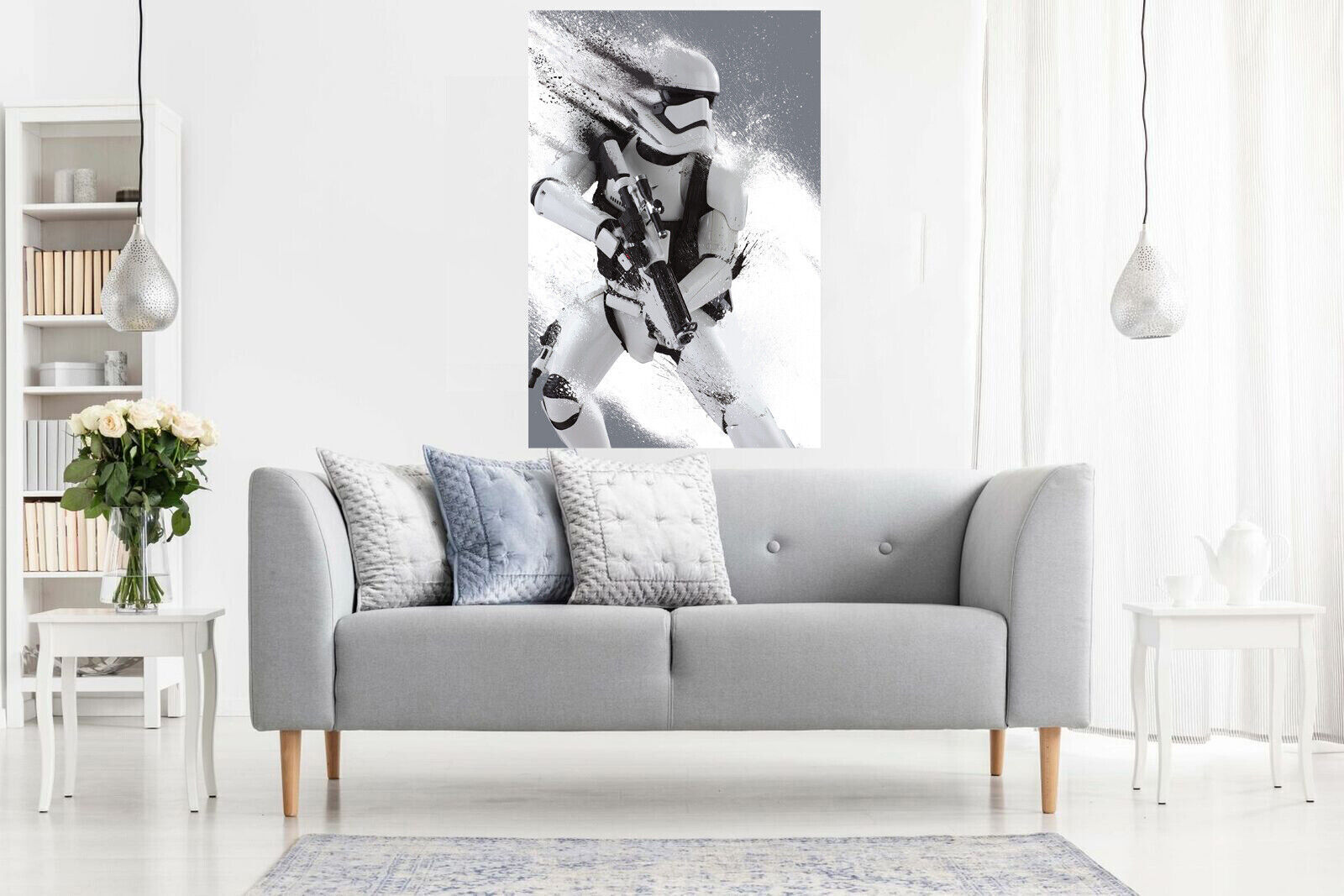 Star Wars Stormtrooper Portrait Black And Whte Canvas Wall Art Picture Print