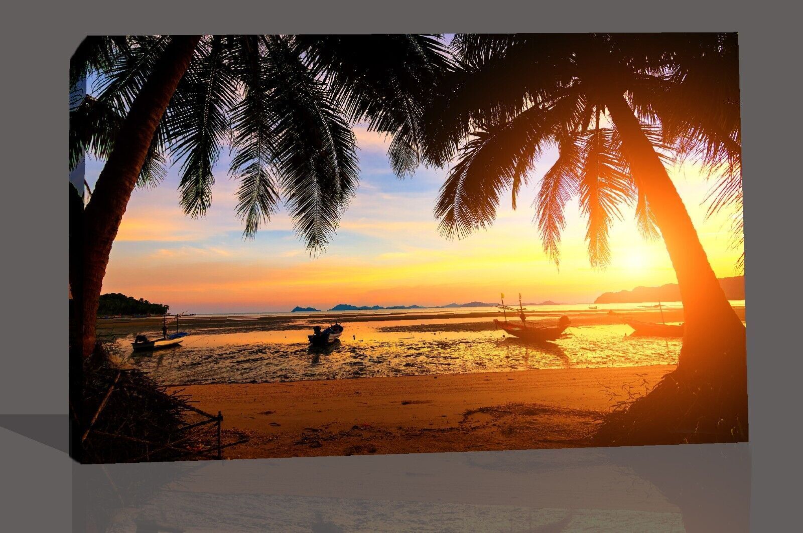 Sunset in Thailand Beach Canvas Wall Art Picture Print