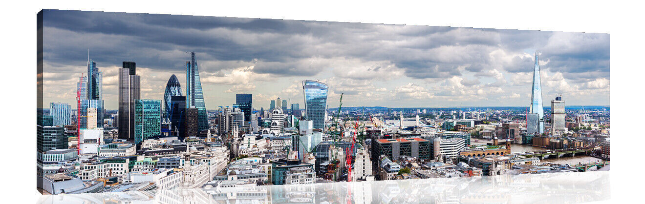 CITY OF LONDON PANORAMIC COTTON CANVAS PRINT PICTURE WALL Art - All Sizes