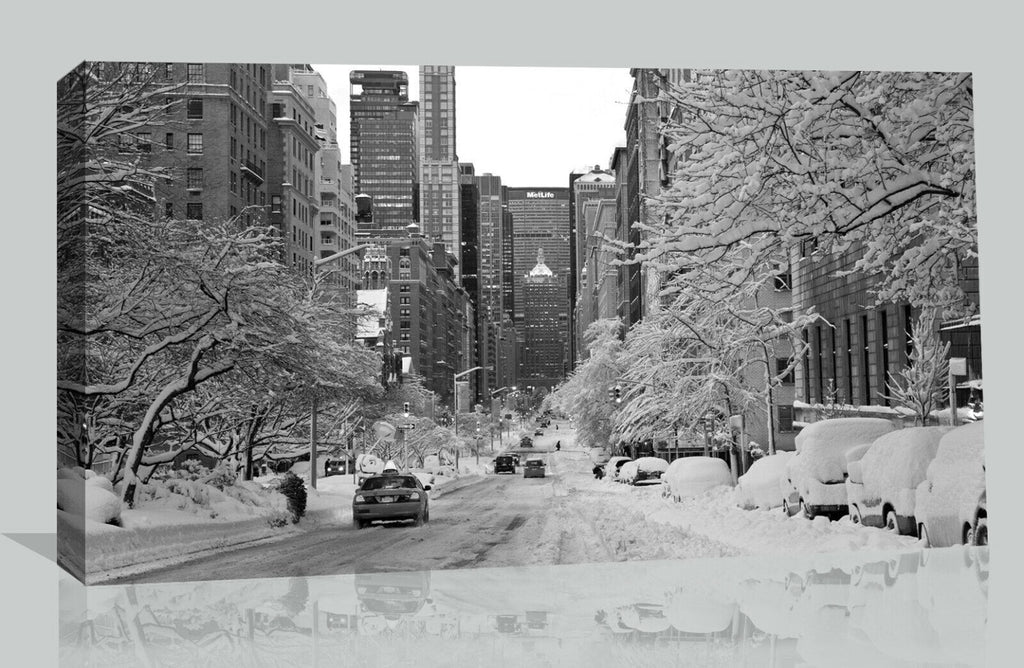 Winter Snow Covered New York Cotton Canvas Wall Art Picture Print A0 A1 A2 A3 A4