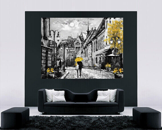 Yellow Budapest City Umbrella Canvas Wall Art Picture Print Oil Painting