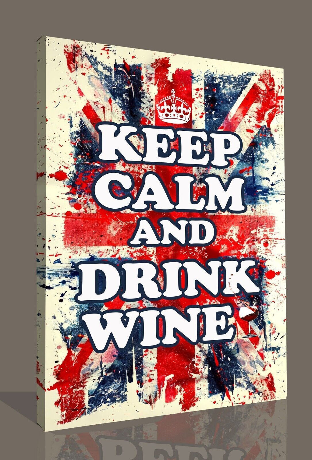 Keep Calm Art Print Red White Blue Drink Wine Quote Framed Canvas Wall Picture
