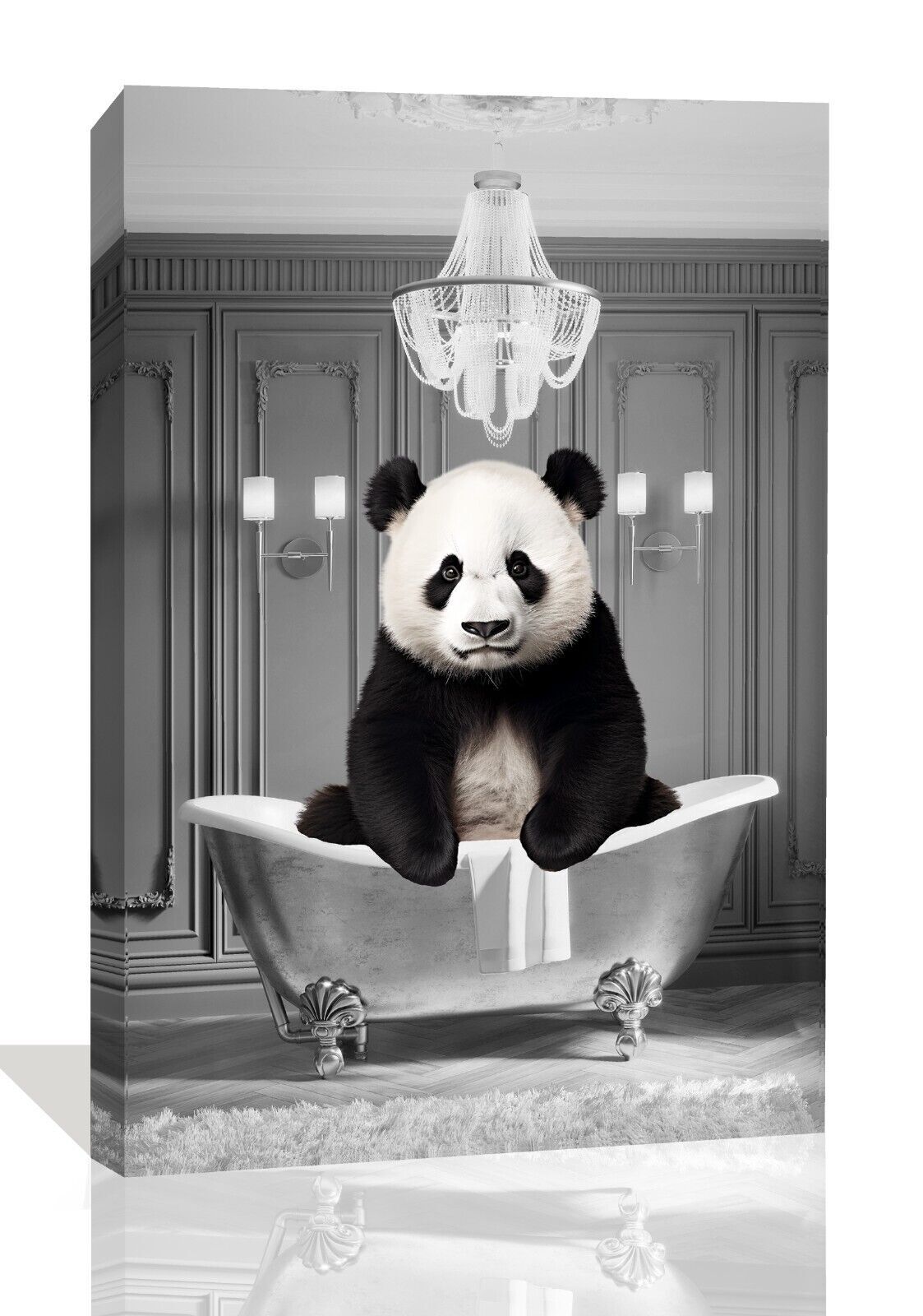 Animal Panda bathing in bathtub Canvas Wall Art Picture Print