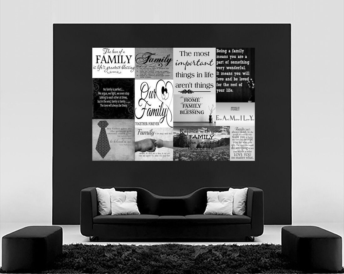 Family Quotes Canvas Wall Art  Picture Black & White 100% cotton  A1, A2, A0