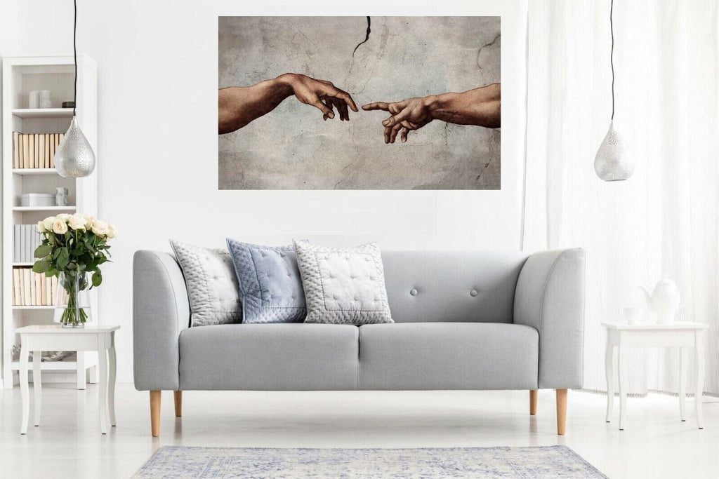 Michaelangelo Creation of Adam Hands canvas wall art print picture artwork