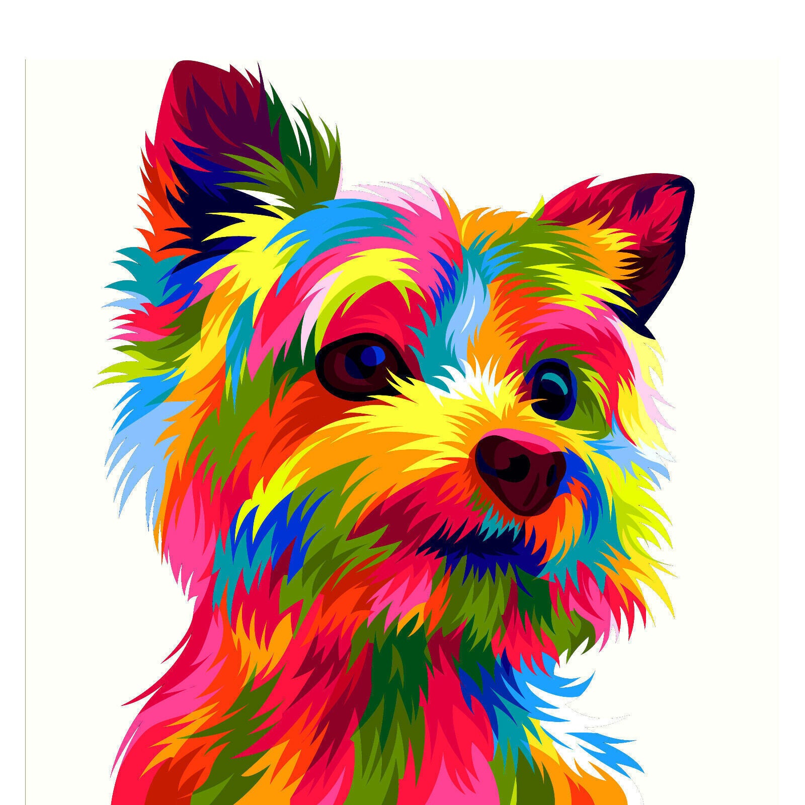 Colourful Yorkshire Terrier Dog Abstract Pop Art Canvas Wall Art Print on white