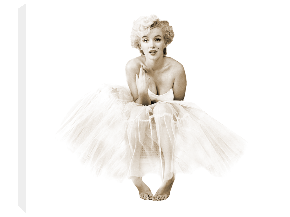Marilyn Monroe-Ballerina Icon Canvas Wall Art Picture Print - Sepia A0, A1, A2