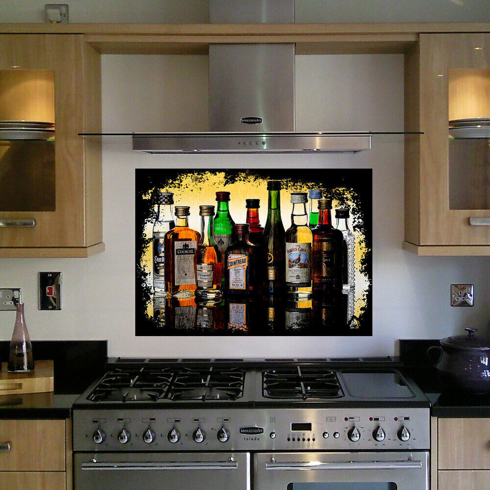 Grunge Alcohol / Spirit Bottles Cotton Canvas Wall Art Picture Print - All Sizes