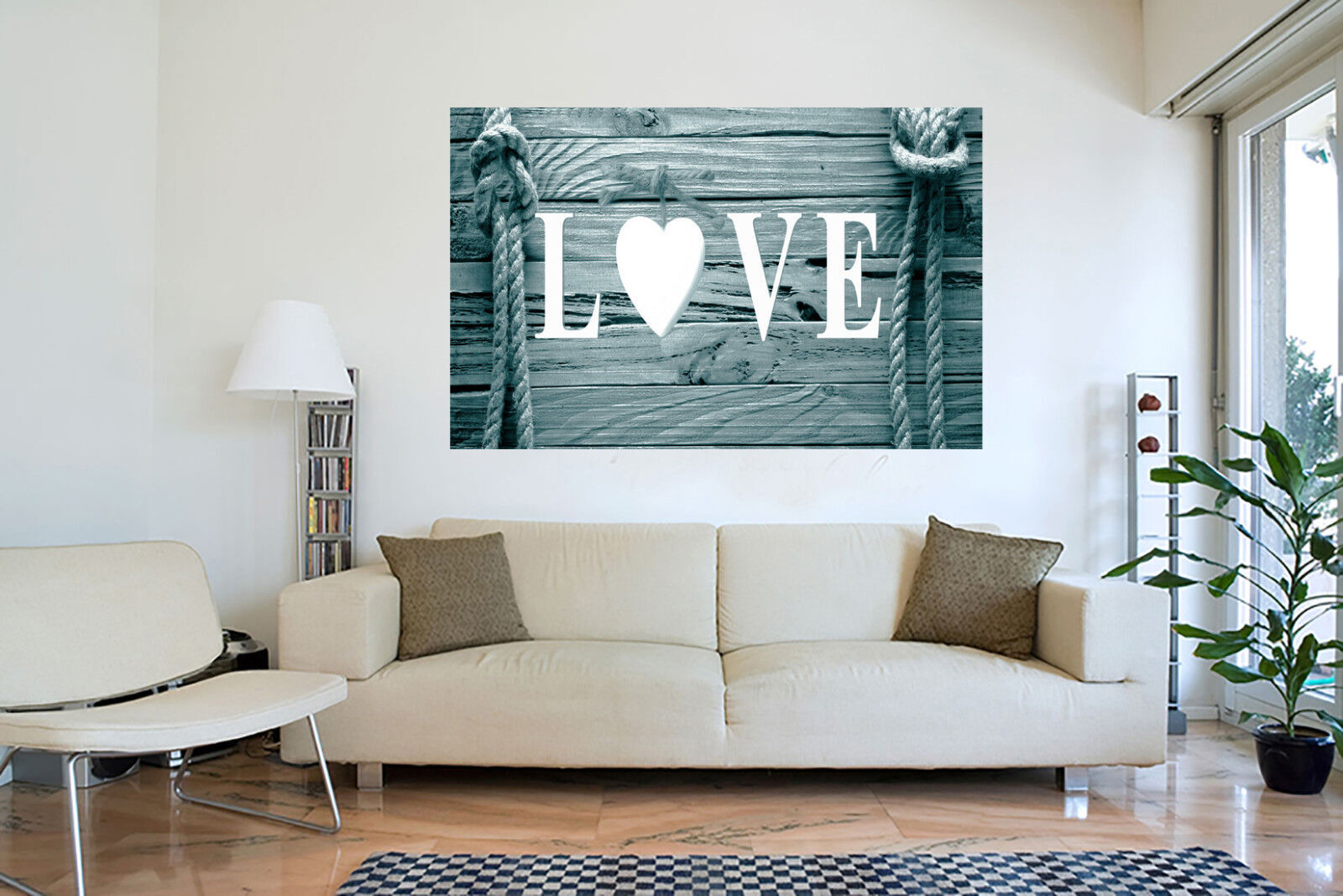 Shabby Chic Love Quote Decoration Framed Canvas Print Wall Art Ready To Hang