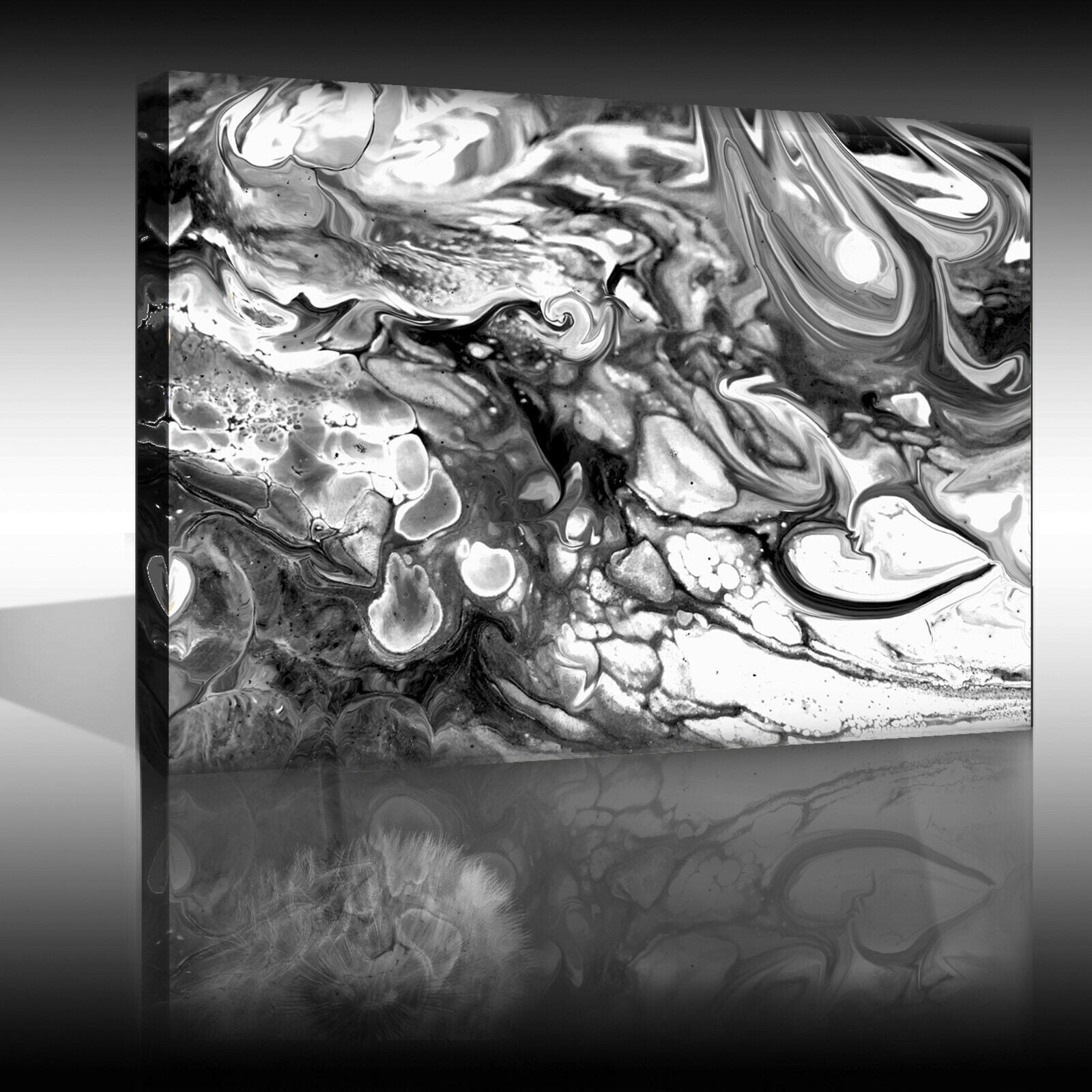 Grey Black White Marble Abstract Art on CANVAS WALL ART Picture Print A4 A1 A2