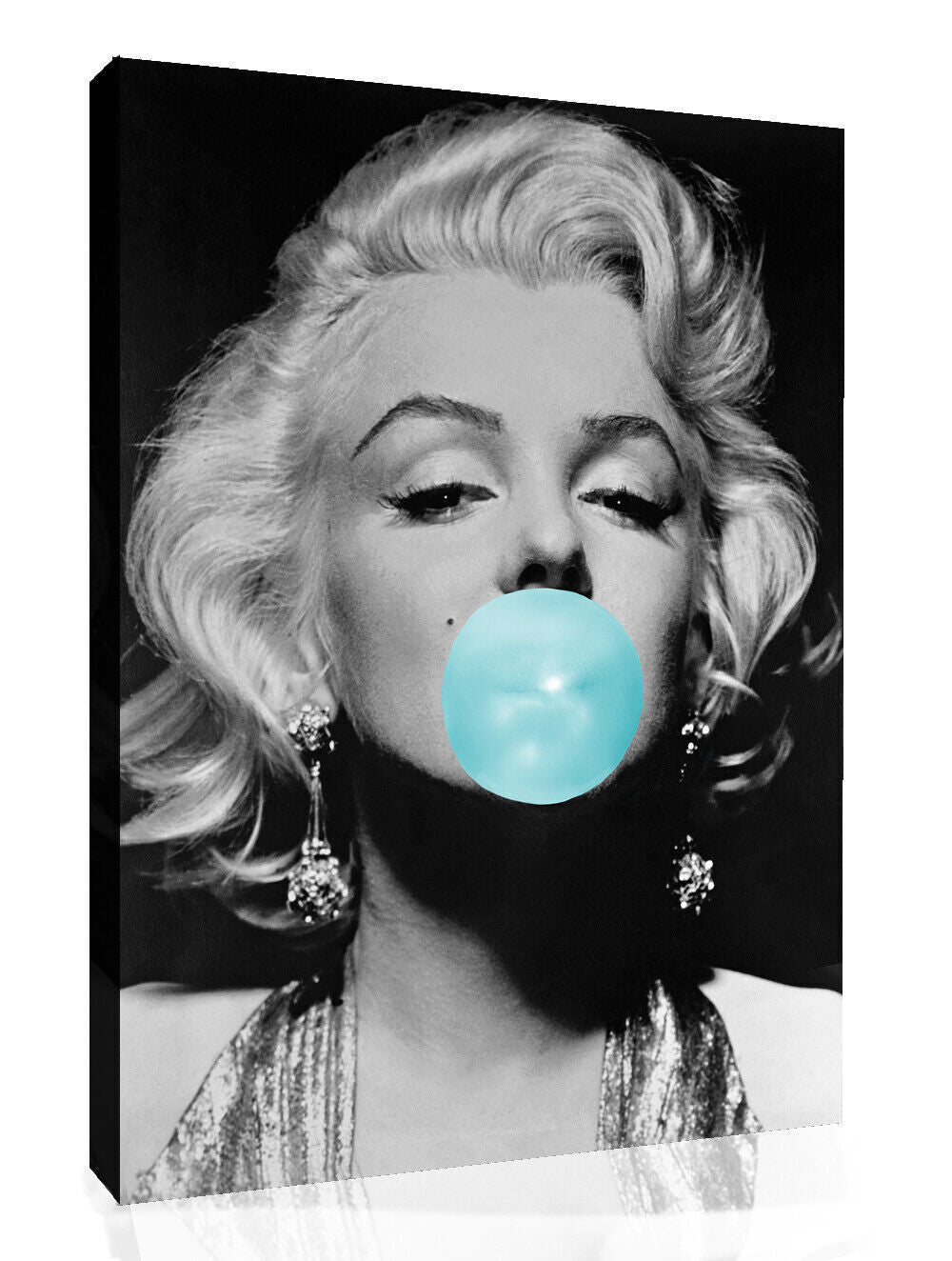 Marilyn Monroe Duck Egg Blue Bubblegum Bubble Gum Canvas Wall Art Print Picture