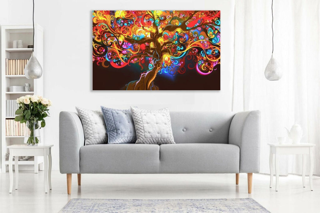 Psychedelic Trippy Art Women in Tree Canvas Wall Art Picture Print