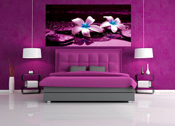LARGE PURPLE PLUM PEBBLES IN WATER CANVAS PICTURE WALL ART
