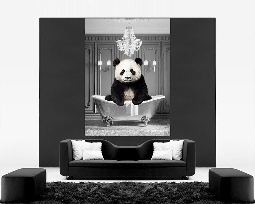 Animal Panda bathing in bathtub Canvas Wall Art Picture Print