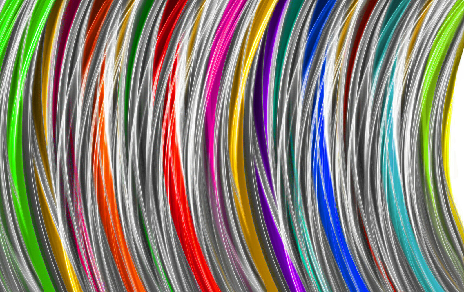 Grey Multi Coloured Stripes Modern Abstract Canvas Wall Art Picture Print