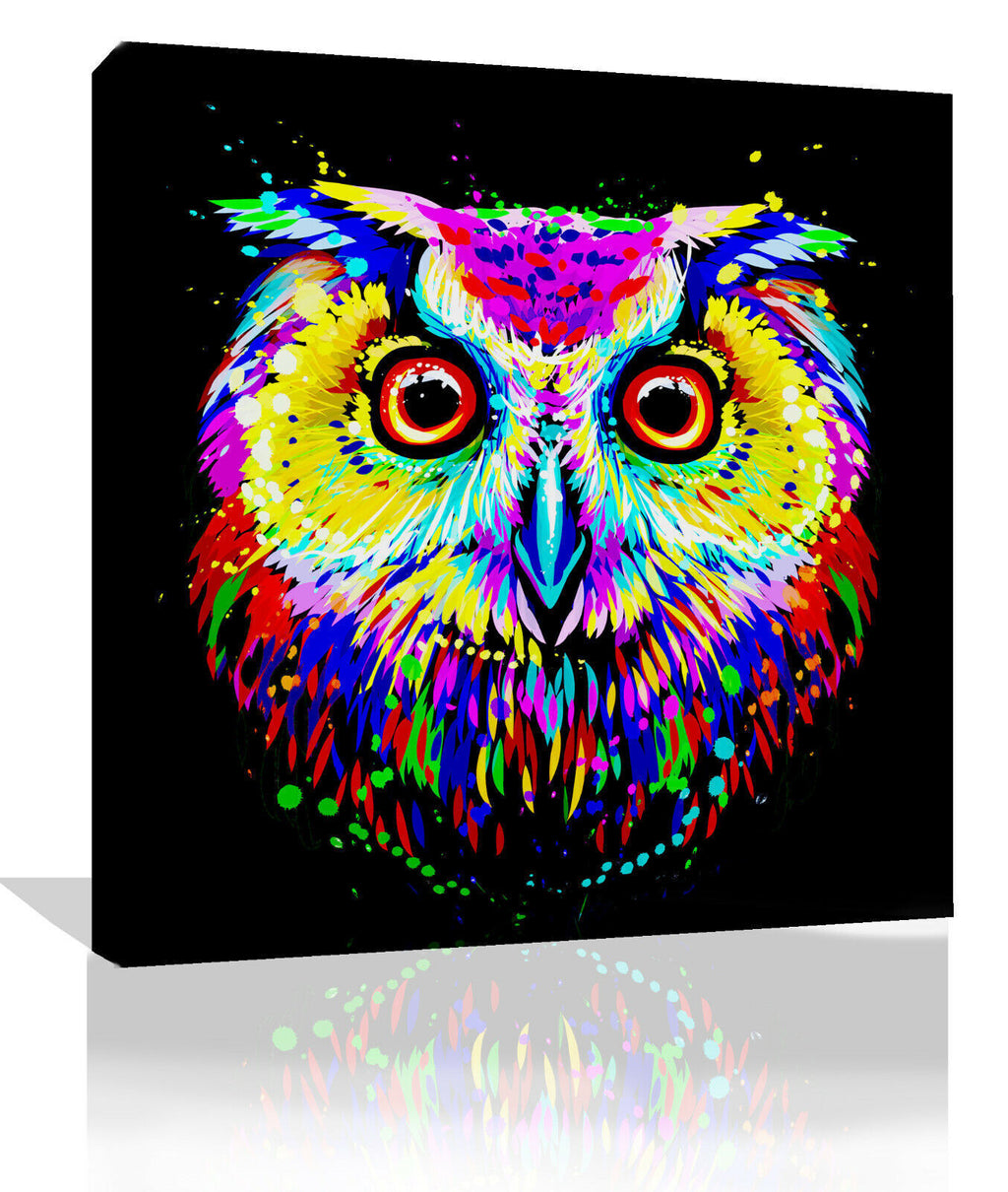 Colourful Owl Abstract Pop Art Canvas Wall Art Picture Print -Free Fast Delivery
