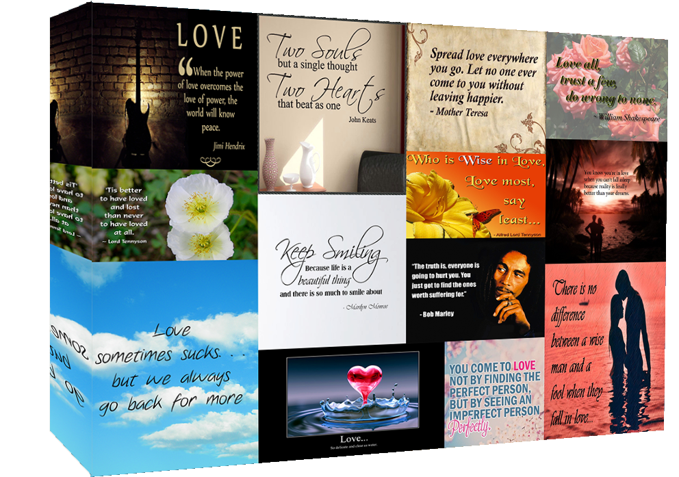 Famous Love Quotes Canvas Wall Art Print Picture 100% cotton - A1, A2, A0 sizes
